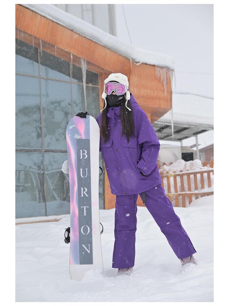 Unisex Windproof Waterproof Insulated Ski Jacket with Hood