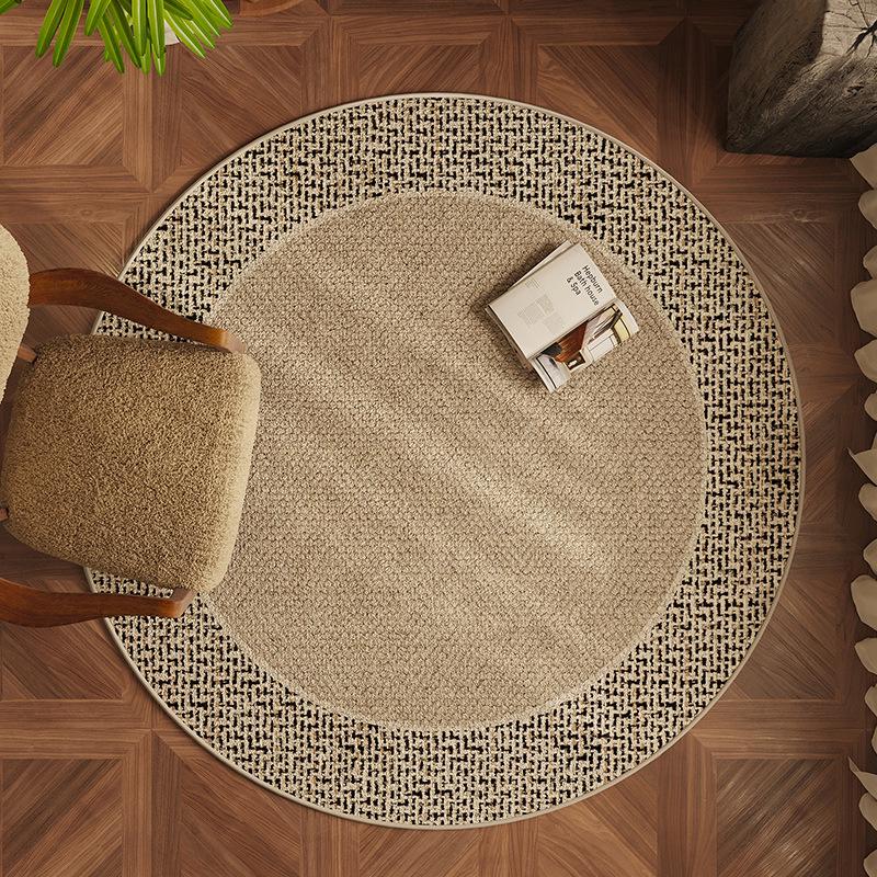Round Flannel Modern Rug for Living Room, Study, or Bedroom - Perfect for Sofa, Coffee Table, Chair Pad, or Bedside Mat