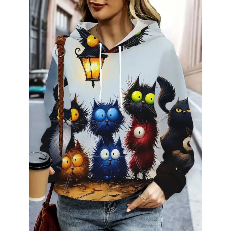 Women's Autumn and Winter 3D Printed Hooded Fashion Versatile Trend Breathable Casual Hoodies & Sweatshirts (women’s)