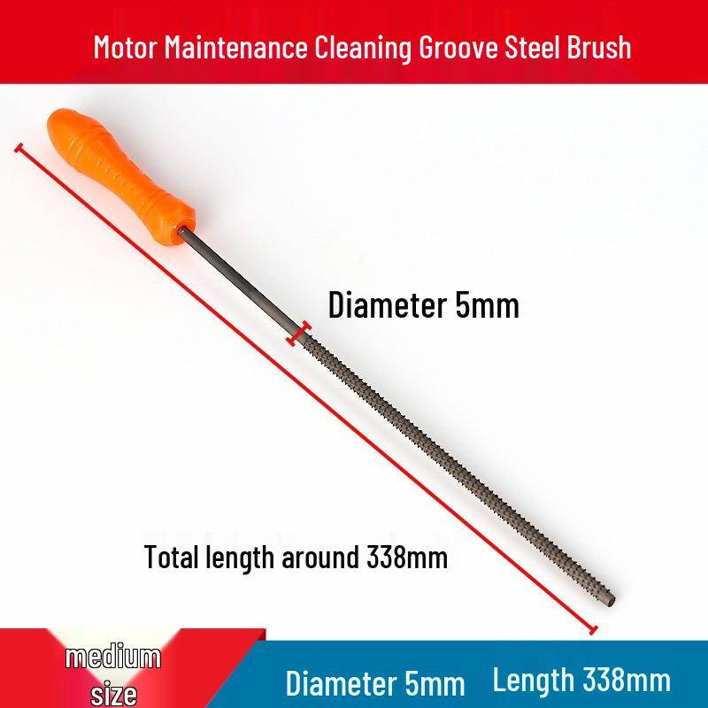 Non-Shedding Steel Brush for Motor and Pump Groove Cleaning, Rust Removal