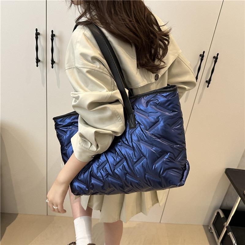Large Capacity Down Jacket Bag for Women, 2026 New Embroidered Thread Handbag, Relaxed and Fashiable Tote Bags