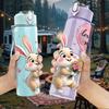 1PC Easter Rabbit Love Heart Quote Print 750ml Color Plastic Sports Water Bottle Leakproof Flip Straw Lid Suitable for Sports Office Home Use