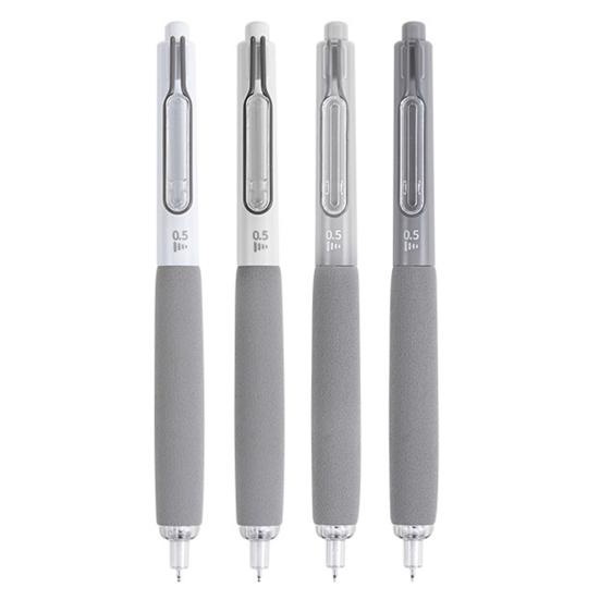 

4 шт. 0,5 мм гелевая ручка пресс-типа мягкая губка быстросохнущая пластиковая ручка большой емкости школьные канцелярские принадлежности студенческий подарок серый