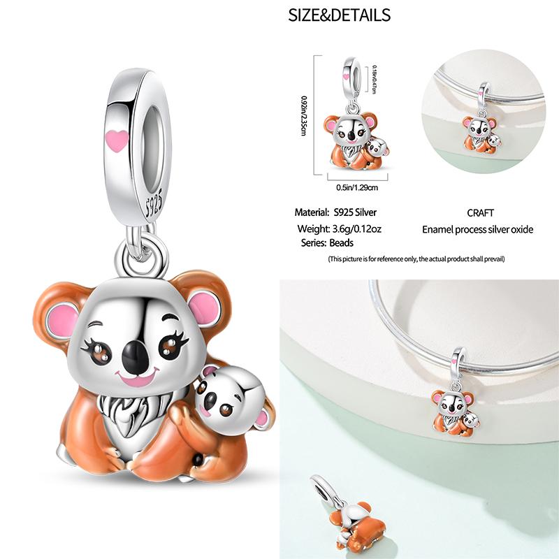 100% Copper Cute Little Bear Butterfly Flamingo Charms Beads Rose Princess Pendants Fit Diy Bracelets Jewelry Gifts