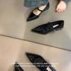 Sheepskin Version~ Mary Jane Shoes Women's Pointed Head Shallow Mouth Retro Single Shoes Spring Temperament Commuting Thick Heels High Heels