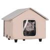 Maison pour chat chauffée surélevée Abri pour chaton avec tapis chauffant Marron Milieu