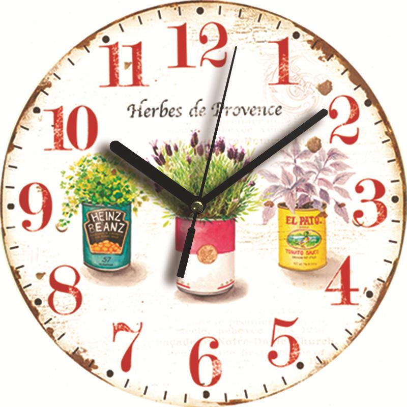 9inch Nordic Vintage Wooden Clock Mute Does Not Tick for Study Bedroom Creative Decorative Clock Kitchen Cafe Courtyard