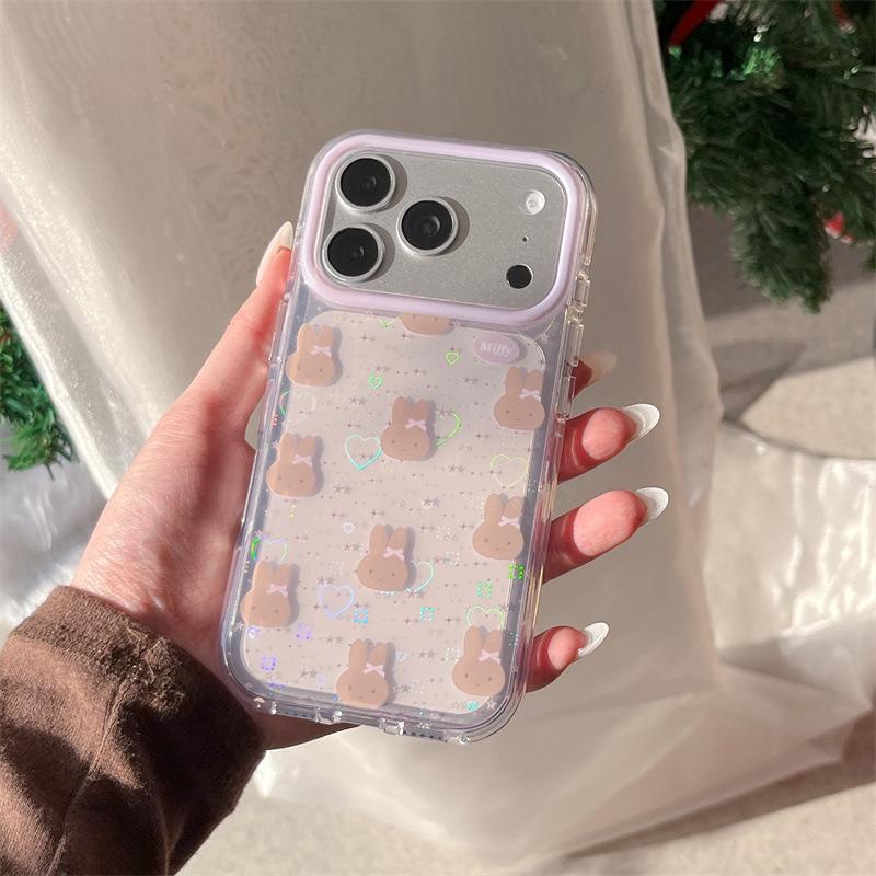 

Korean Laser Heart Rabbit Case for iPhone 17/16 Pro Max/15/14 - Girly Design iPhone 17
