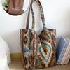 Stylish Double Sided Design Plaid Tote Bag Colorful Thicken Handbag Soft Large Capacity Woolen Tote Bag Daily Use