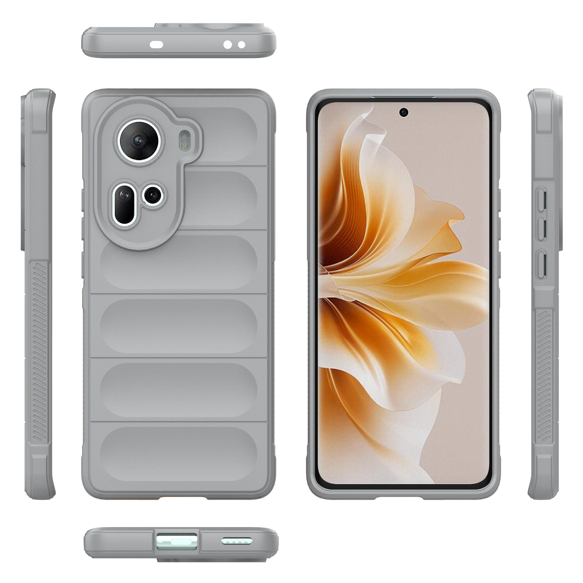

For Oppo Reno11 5G (Global) Cell Phone Case Solid Color Shockproof TPU Protective Cover Light Grey