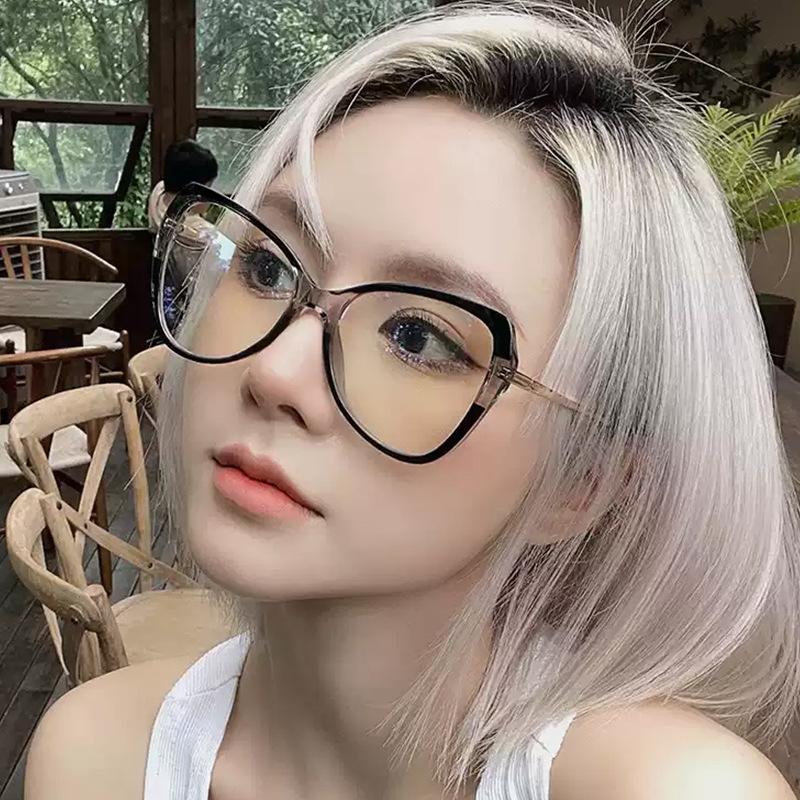 Butterfly Shape Women Glasses European American Stylish Female Glasses Frame Blue Light Blocking Decorative Glasses
