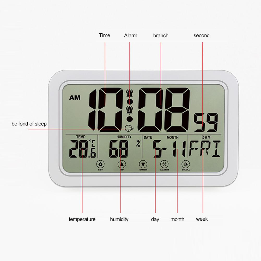 Digital Calendar Alarm Clock with Indoor Temperature and Humidity Atomic Wall Clock Digital Atomic Clock for Home Office