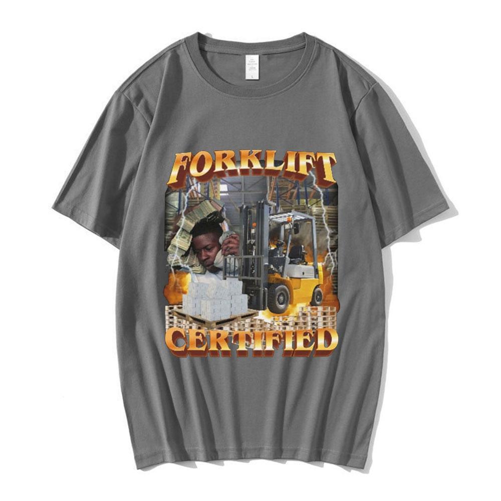 Funny Forklift Certified Operator Grafické tričko Pánská móda Vintage Trička s krátkým rukávem Bavlna Neformální Trička nadměrné velikosti