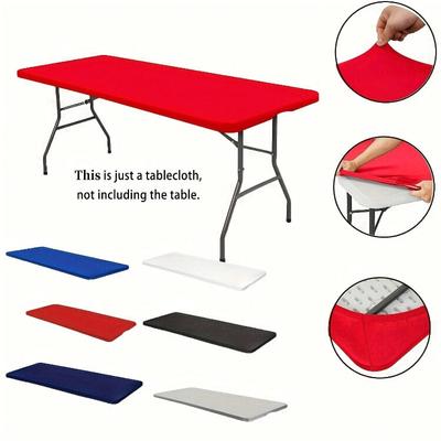 Stretchable Polyester Tablecloth - Washable, Wrinkle-Resistant Rectangular Cover For Dining & Kitchen Parties