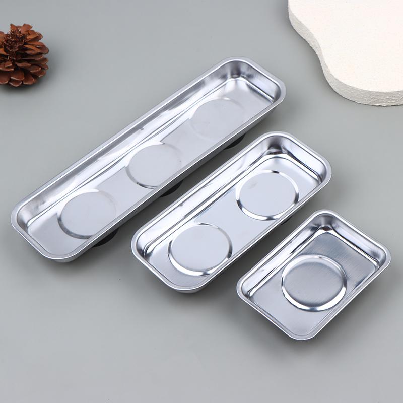 Stainless Steel Magnetic Trays Circular Rectangular Magnetic Parts Bowl Bolts Nuts Screw Storage Tray Metal Tool Holder Plate