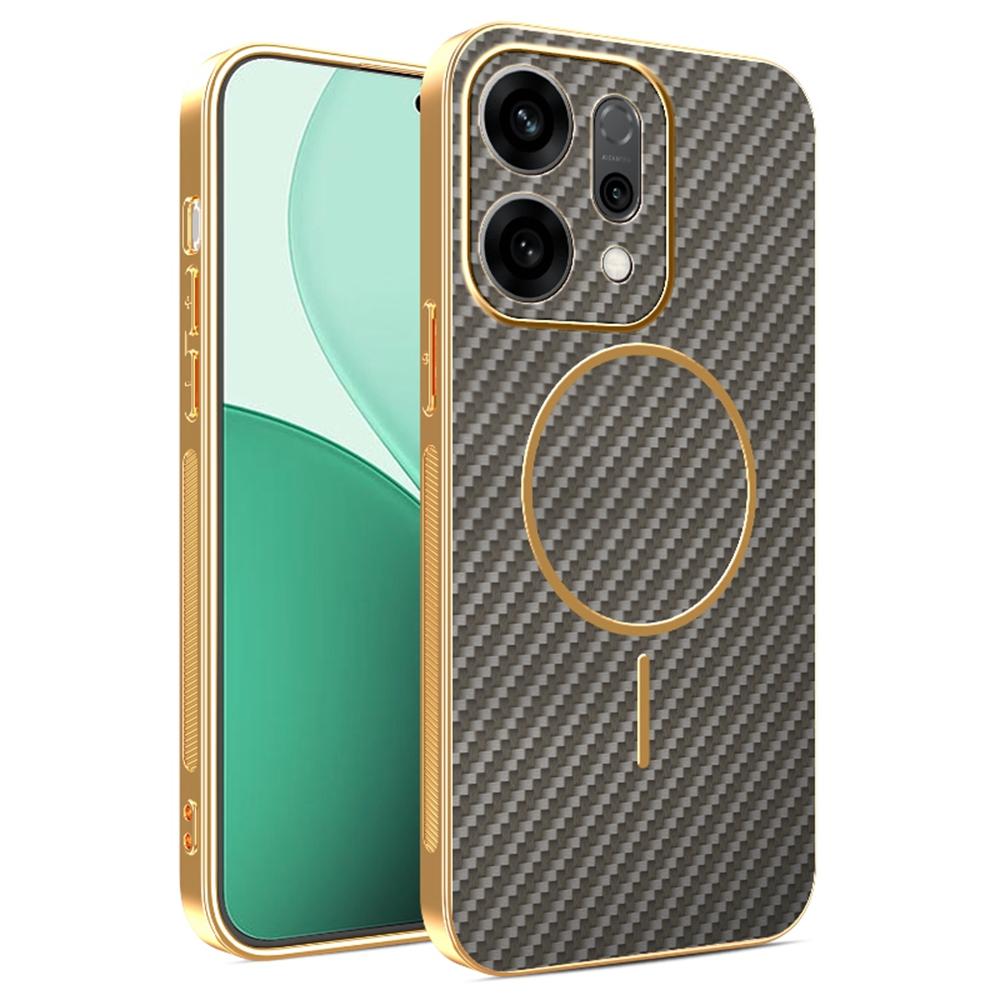 Pro Oppo Reno14 5G (Globální) Pouzdro Zadní kryt z TPU s texturou karbonových vláken a galvanickým pokovením
