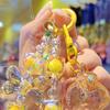 Beaded Keychain Macaron Color Beads Sparkling Mobile Phone Chain Bag Hanger with Transparent Colorful Pendants Anti-Lost Charm Accessories
