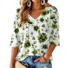 Women's V-Neck Retro Floral Print Lightweight Blouse for Spring and Summer