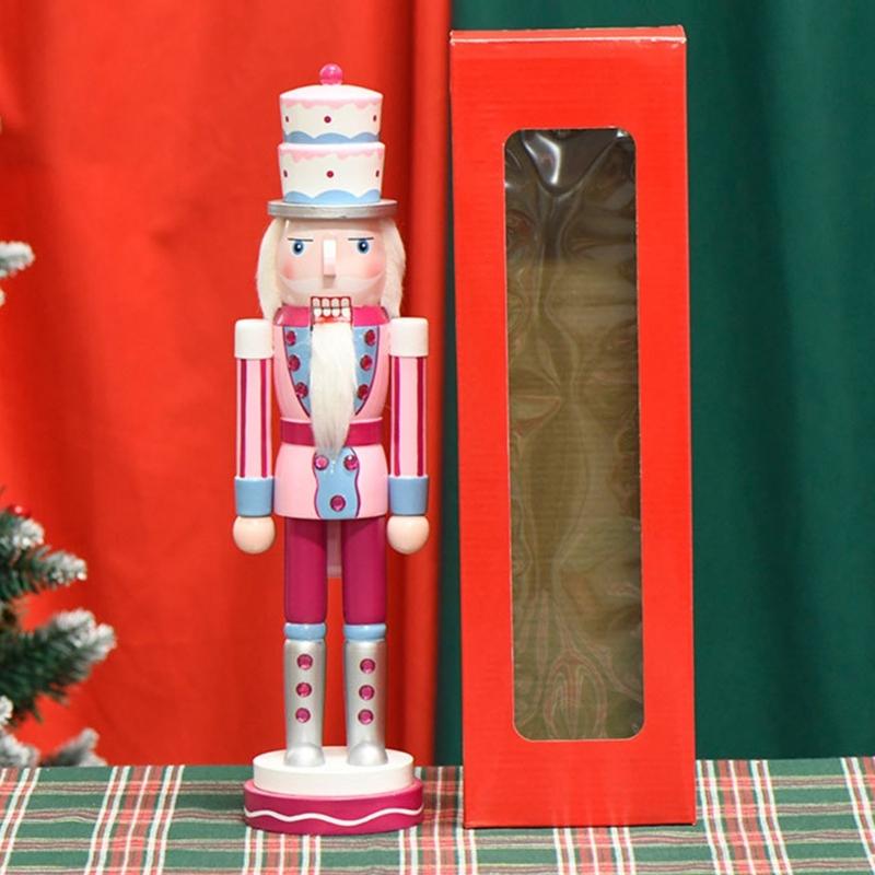 Classical Wood Cake Hat Nutcrackers Soldier 38cm Holiday Decorative Figurine for Mantle and Table Centerpieces Decors