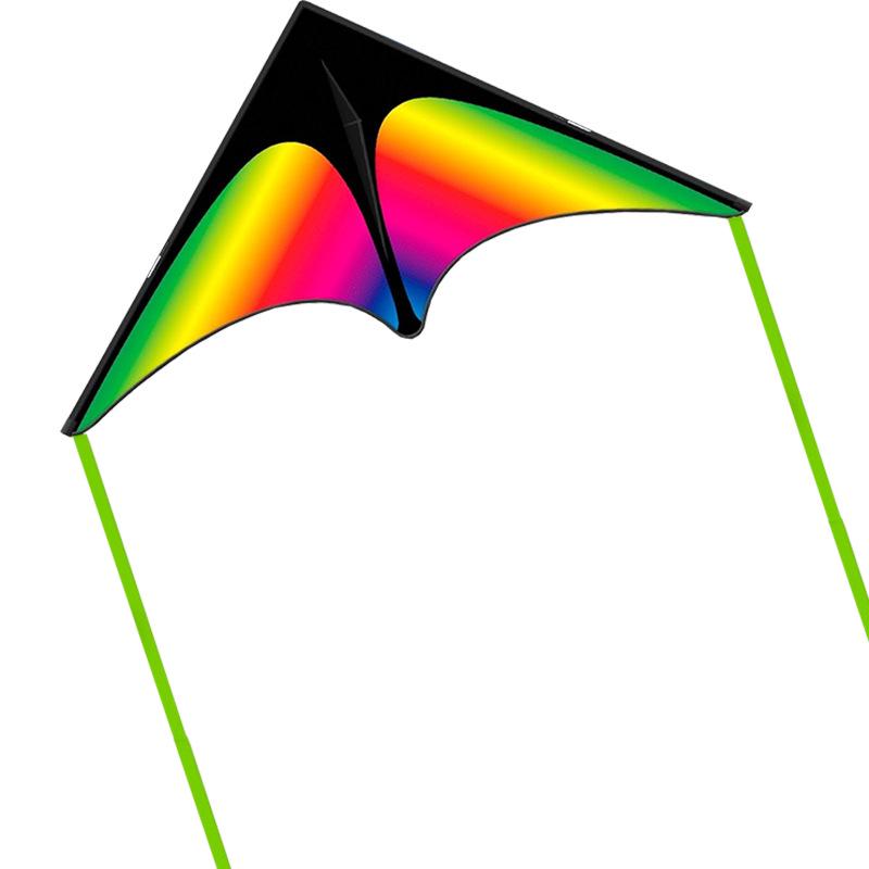 Rainbow Triangle Kite with Double Tail - Colorful Cartoon Design for Children & Adults