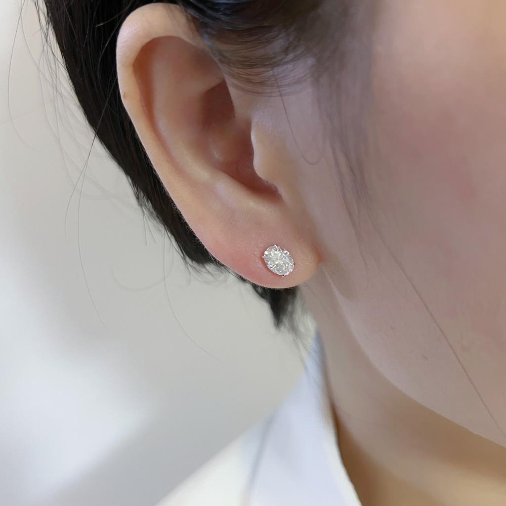 925 Sterling Silver Electroplated 18K Gold Oval Zircon Earrings for Women Fashion Temperament Jewelry Gift
