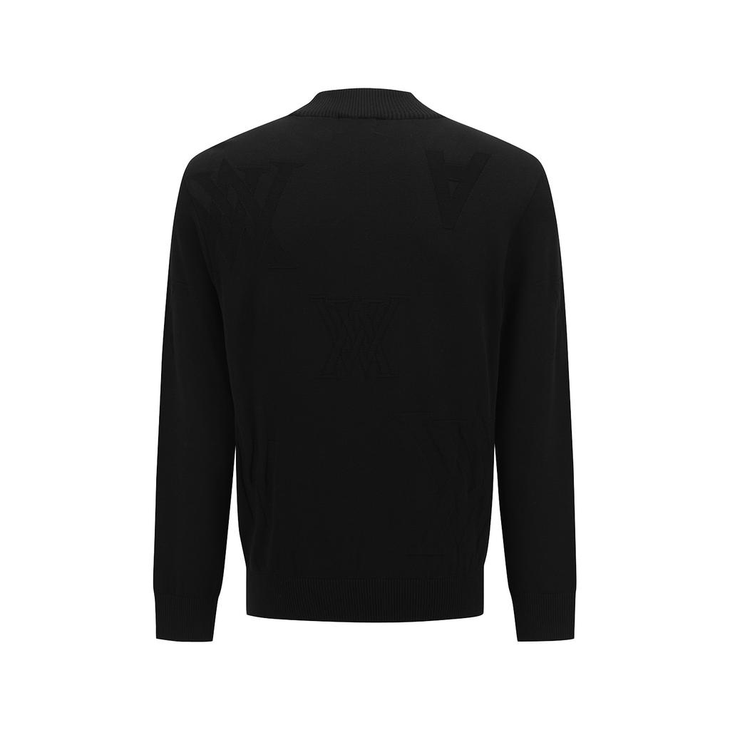 ANEW GOLF Men Logo Pattern Turtleneck Sweater_Bk