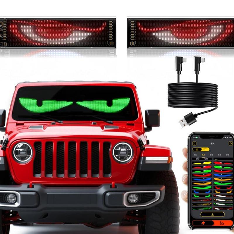 LED Truck Sign Remote Control Scrolling Animation Devil's Eye Flexi Sticker for Car Truck Windshield Stickers LED Display Light
