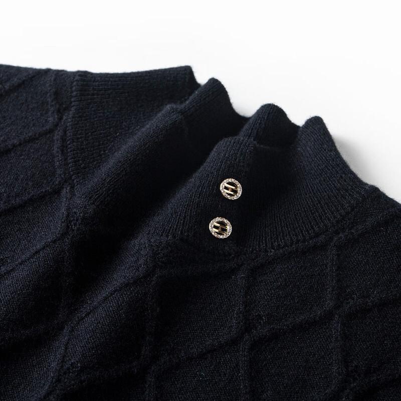 TUHUANG Women's 100% Wool Hollow Diamond Knit Sweater