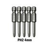 5PCS 6.35mm Hex Shank 50mm Tip Magnetic Cross Head Electric Screwdriver Bit Power Tool Parts PH00 PH1 PH2 For Small Appliances