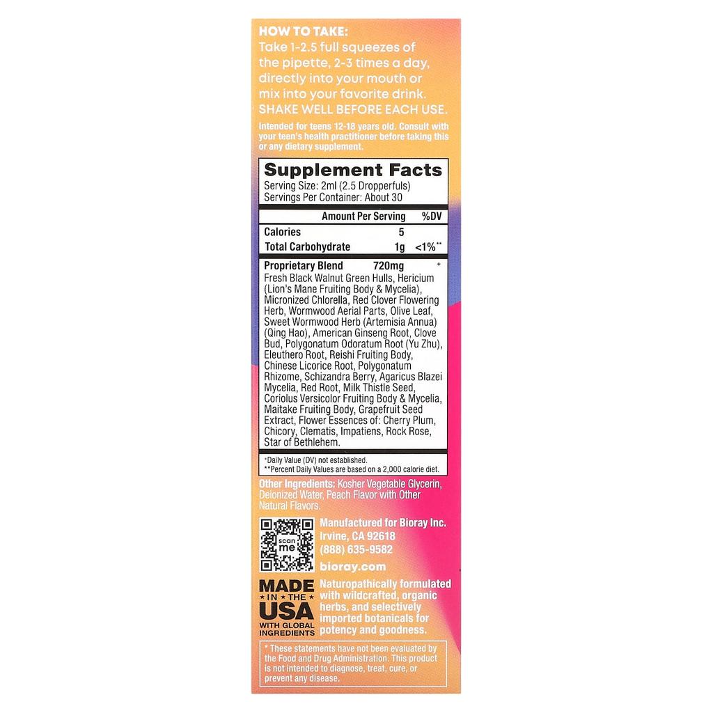 Rayz, Life Is Peach, Teen Herbal Drops, Peach, 59Ml(2Fl Oz)