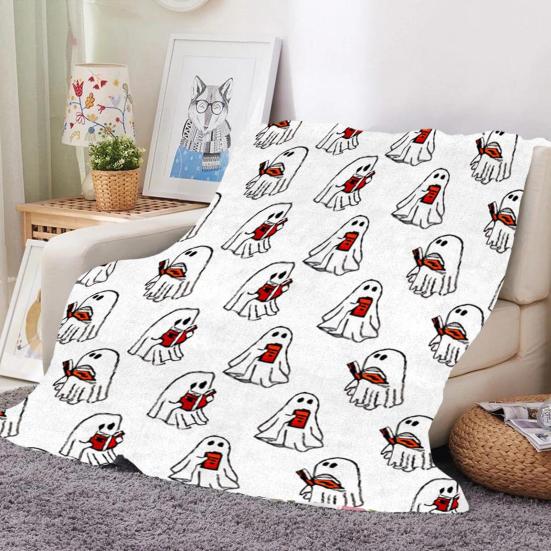 Halloween Ghost Blanket Printed Fall Plush Blanket Lightweight Sofa Bed Throw Blanket Couch Blanket Gift for Spooky Season