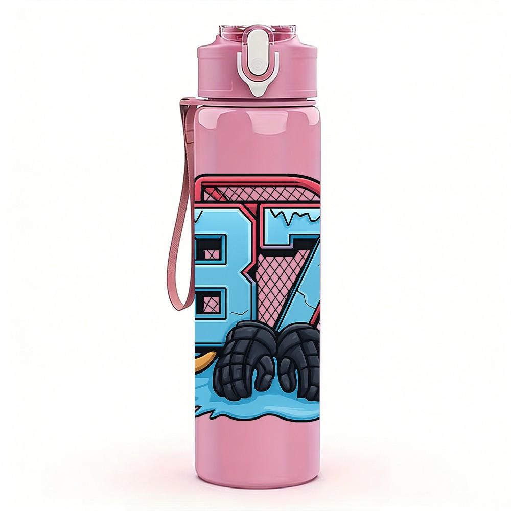 1PC Retro B7 Letter Art 750ml Color Plastic Sports Water Bottle Leakproof Flip Straw Lid Suitable for Sports Office Home Use