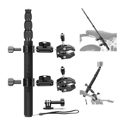 NEEWER Bike Camera Mount Bike Clamp Bicycle Tail Handlebar Hidden Selfie Stick Double Clamp Holder with Action Camera Adapter Compatible with Hero