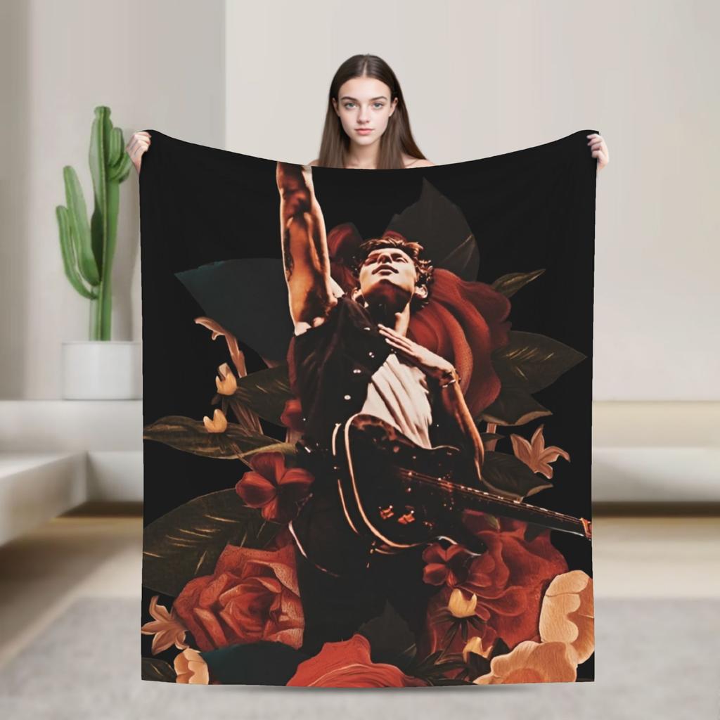 Warm Blanket Adult Decorative Rapper Shawn Mendes Throw Blanket Flannel Bedspread For Couch Chair Street Trend Sofa Bed Cover