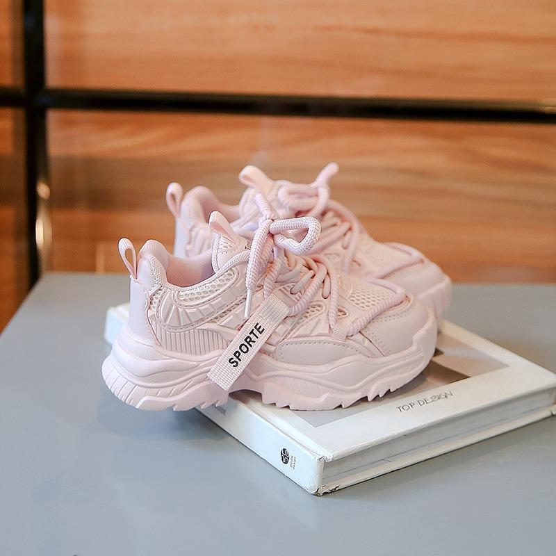 Girls' Sports Shoes Spring New Breathable Children's Daddy Shoes Soft Soles Students Running Shoes Students Small White Shoes