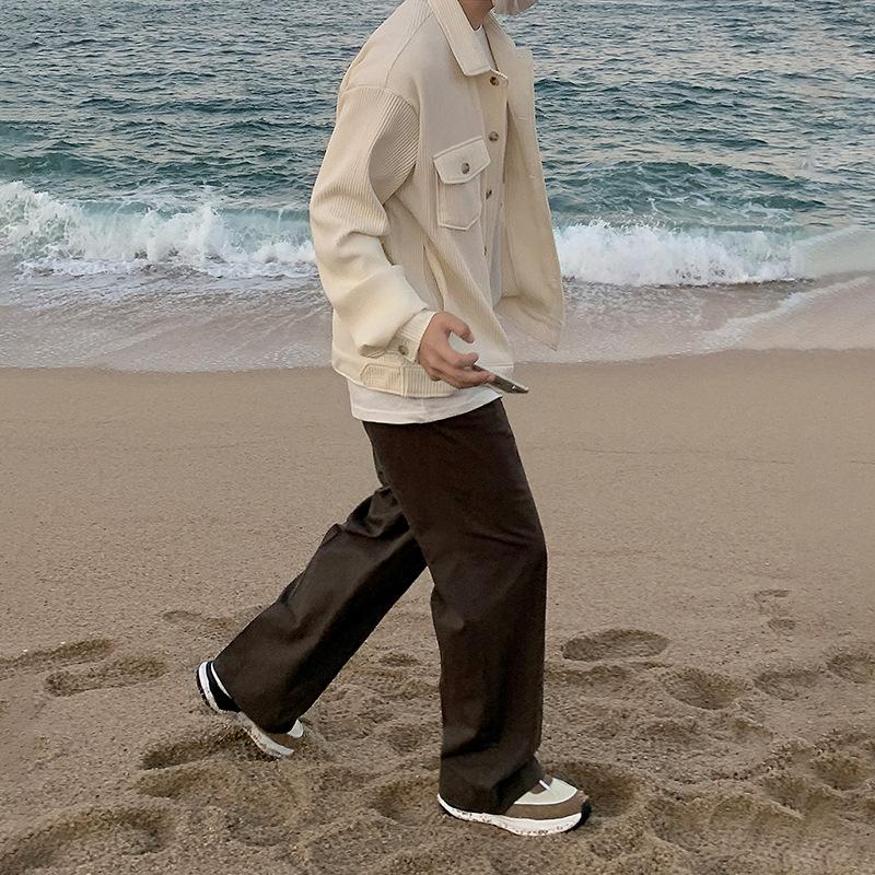 

Вельветовая повседневная куртка весна-осень новый корейский стиль модная мужская куртка универсальная рабочая одежда 2XL бежевый