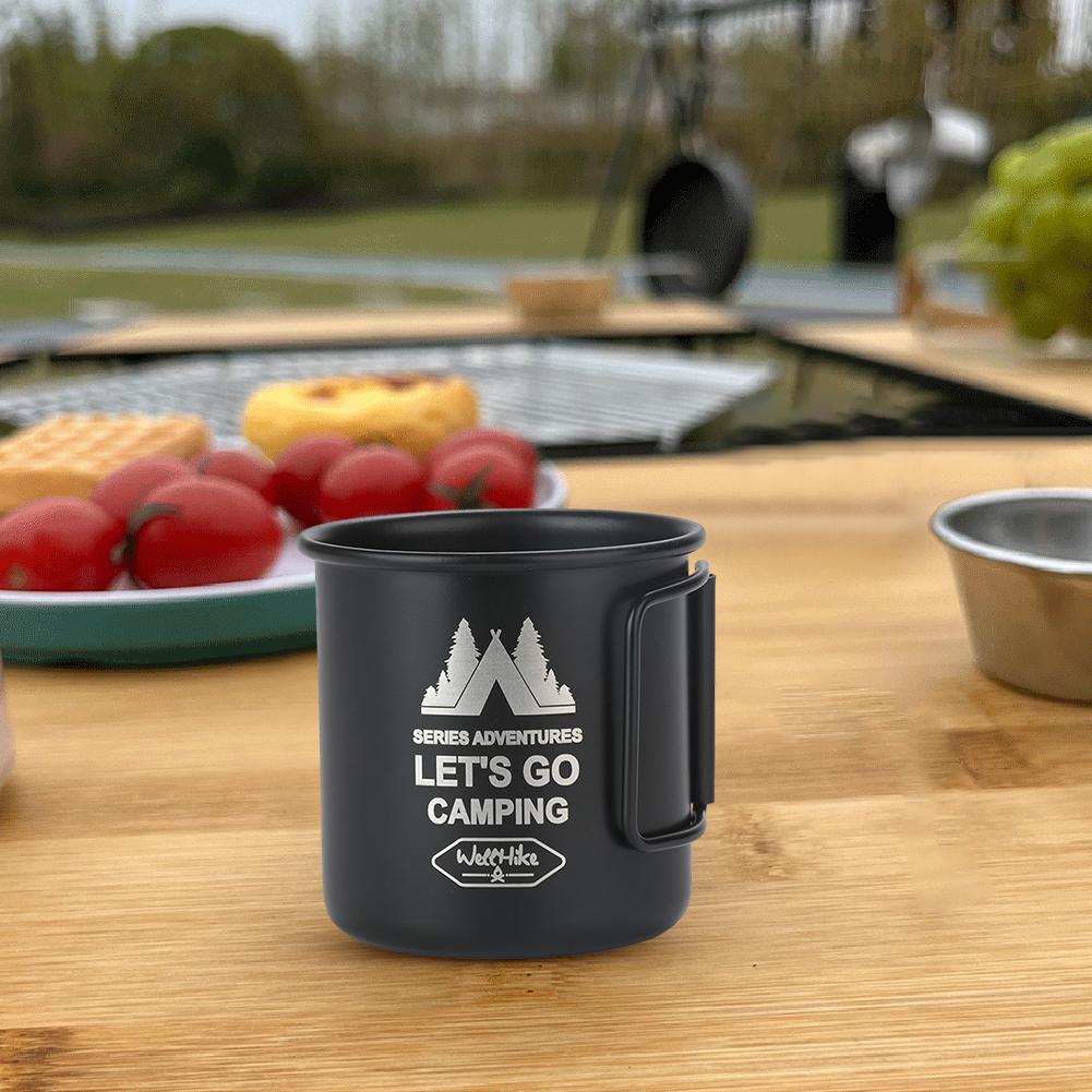 300 ml Camping-Wasserbecher mit faltbarem Griff, Camping-Becher aus Aluminiumlegierung, Tee-, Bier- und Kaffeebecher, leicht, für Camping und Wandern