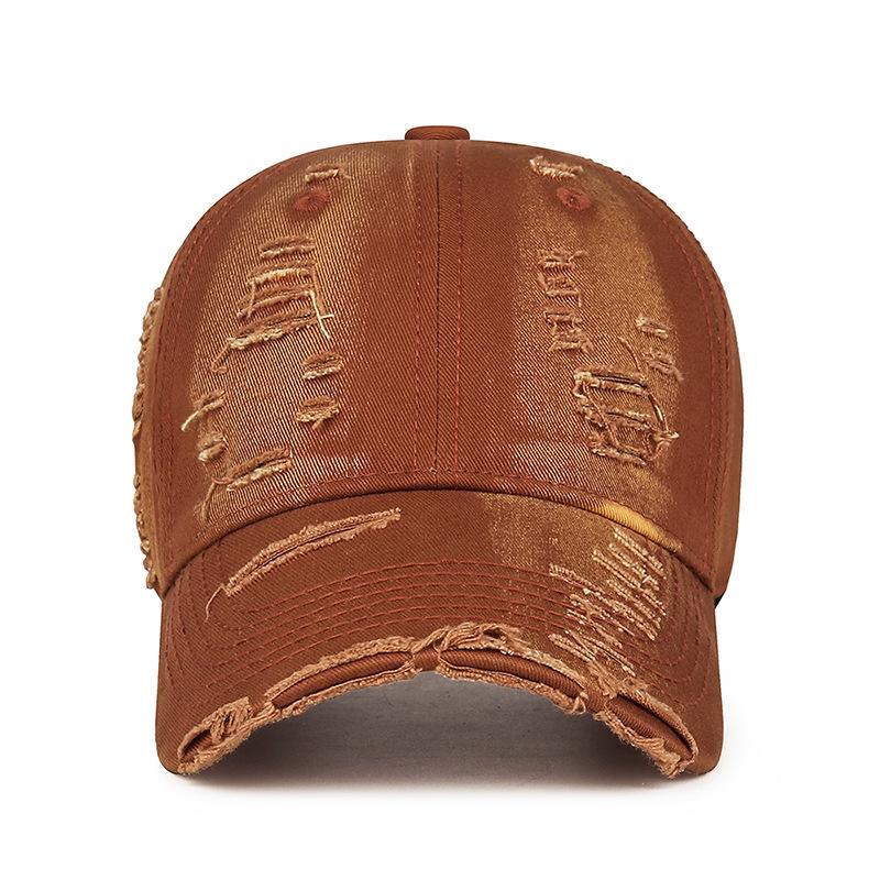 Spring & Autumn Distressed Duckbill Cap - Curved Brim, Ripped Edges, Unique Style Sunshade Hat
