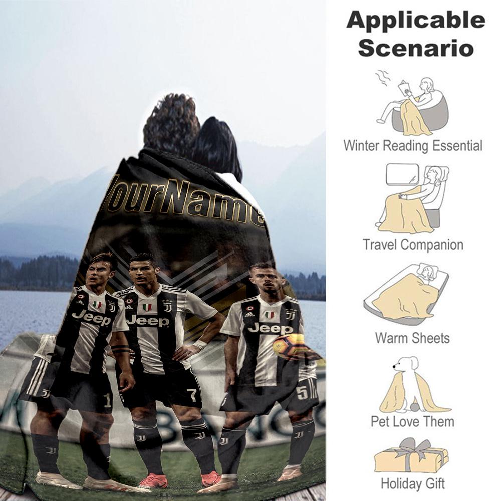 Juventus Personalized Text Blanket Lightweight Customizable Blanket Soft Warm Cozy Versatile for Bedding Office Chair Living Room Bed All-Season Use