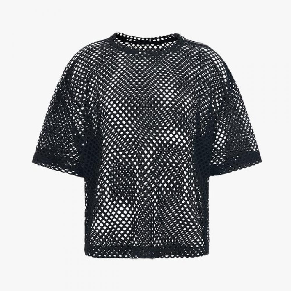 Fine Pleats Mesh Layered Top Black FREE