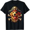 Golden Retriever Pirate Crossbones Halloween Mens Womens Kid T-Shirt