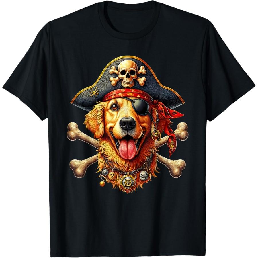 

Golden Retriever Pirate Crossbones Halloween Mens Womens Kid T-Shirt XXXXXL чорний