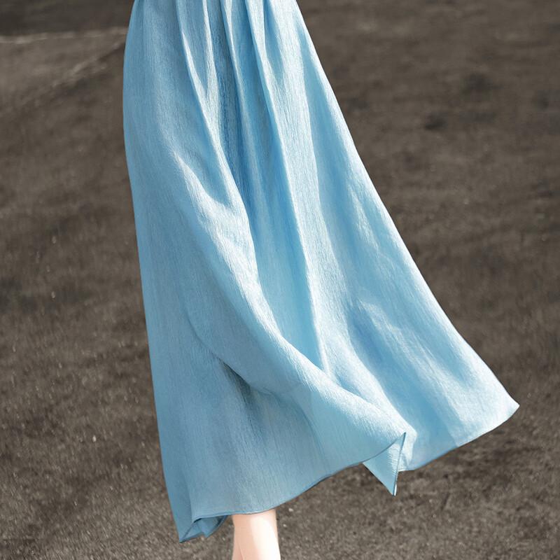 Lanser 2026 Summer French Pleated V-Neck Sleeveless A-Line Dress