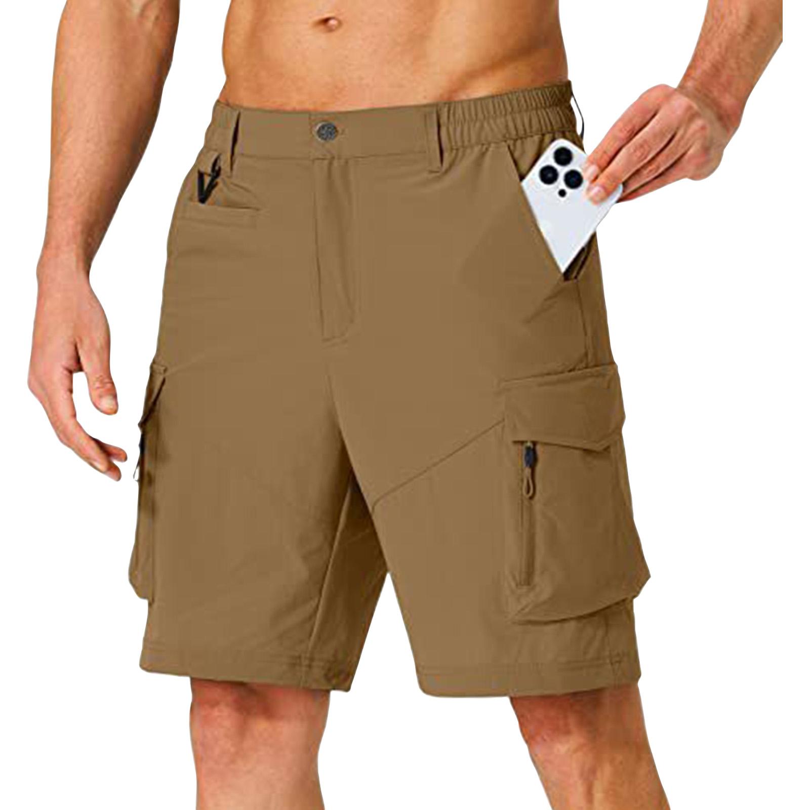 Mens shorts with multiple pockets mens cargo shorts casual fit cargo shorts for men suitable for outdoor activities jean shorts men S коричневый