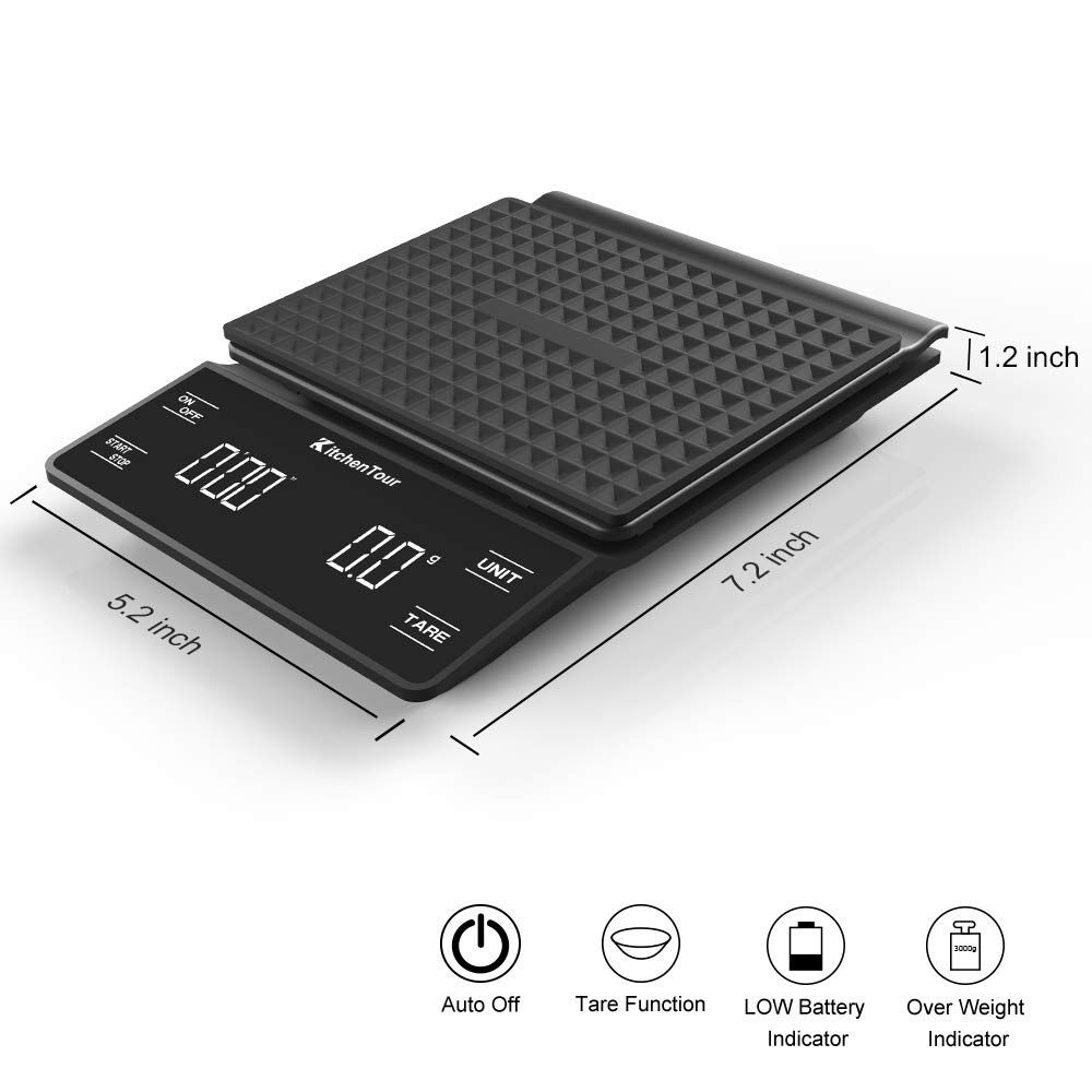 Hot LCD Display Kitchen Scales With Timer 3Kg/0.1G Electronic Scale Pour Over Drip High Accurate Espresso Scale Home Kitchen