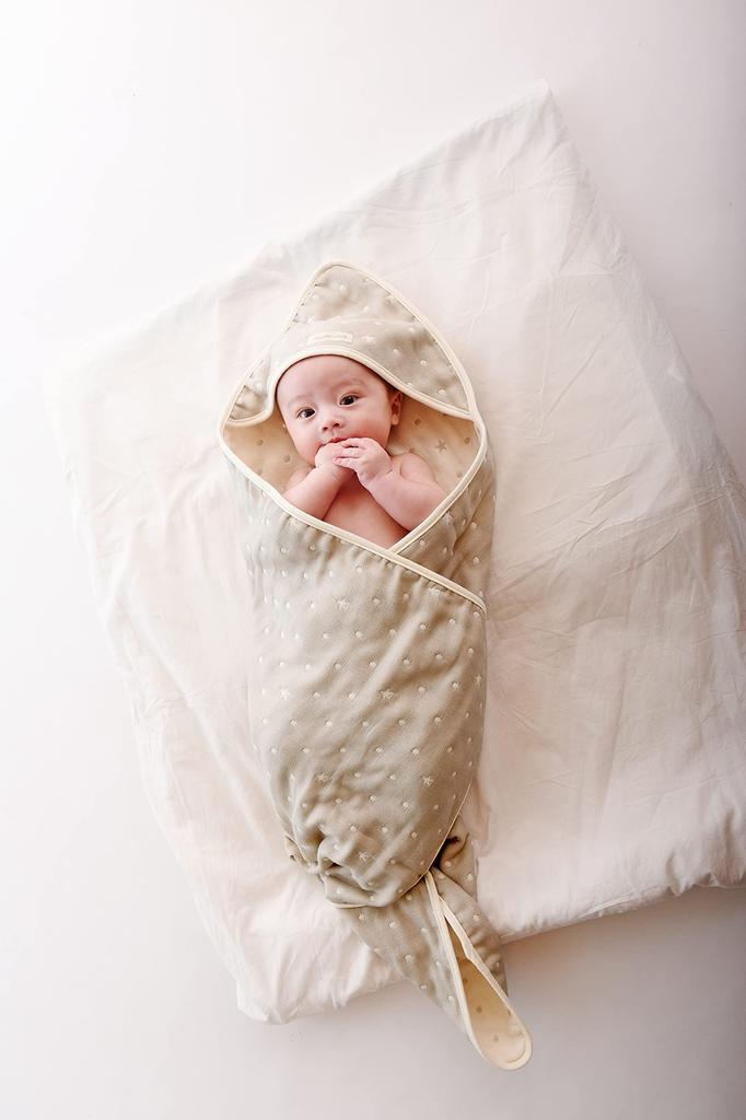 angerolux Baby Bath Towel, Baby Bathrobe, 6-Layer Gauze, Hooded, Made in Japan, Moss Gray