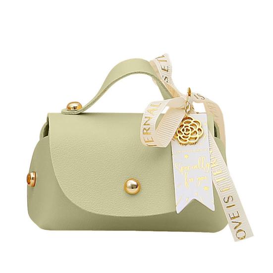 Packaging Box Ribbon Bow Handle Design Handbag Shape Faux Leather Wedding Favors Gift  Candy Bag Household Accessories