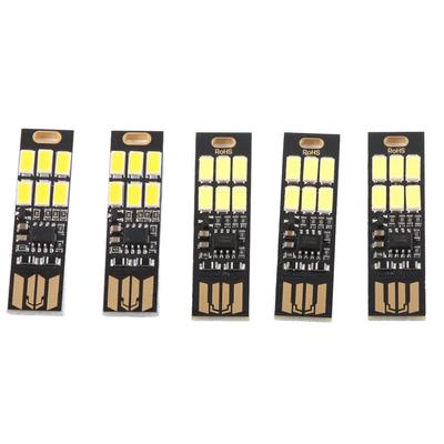 5 stk USB Nattlys Trinnløs Dimming Berøringssensor Bryter Mini 6 LED Lampe Pinne for Laboratorium