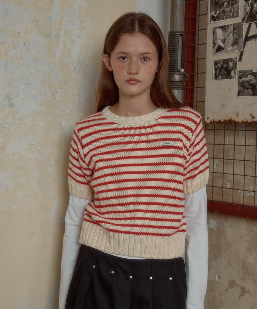 Leteoli Lr Stripe Half Knit_Red