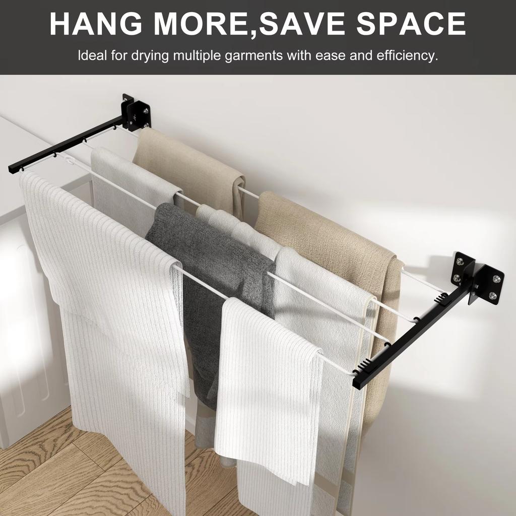 Home-Use Foldable Clothes Drying Rack, High-Load And Space-Saving Clothes Drying Pole, Perforated Telescopic Clothes Drying Hook